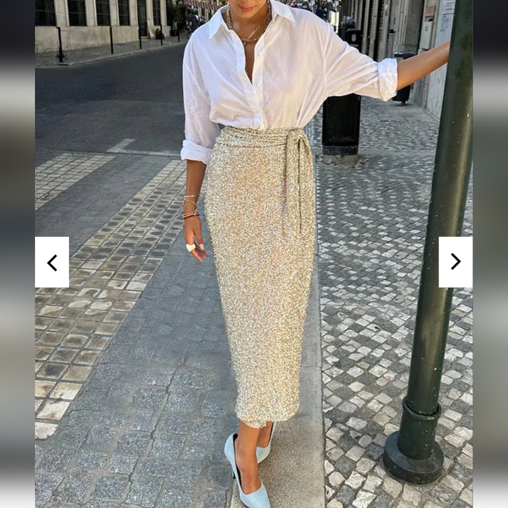 Never Fully Dressed Gold Sequin Jaspre Skirt